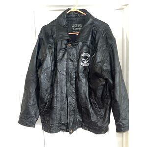 Italian Stone Harley Davidson Patch Genuine Leather Mens Jacket Size XL